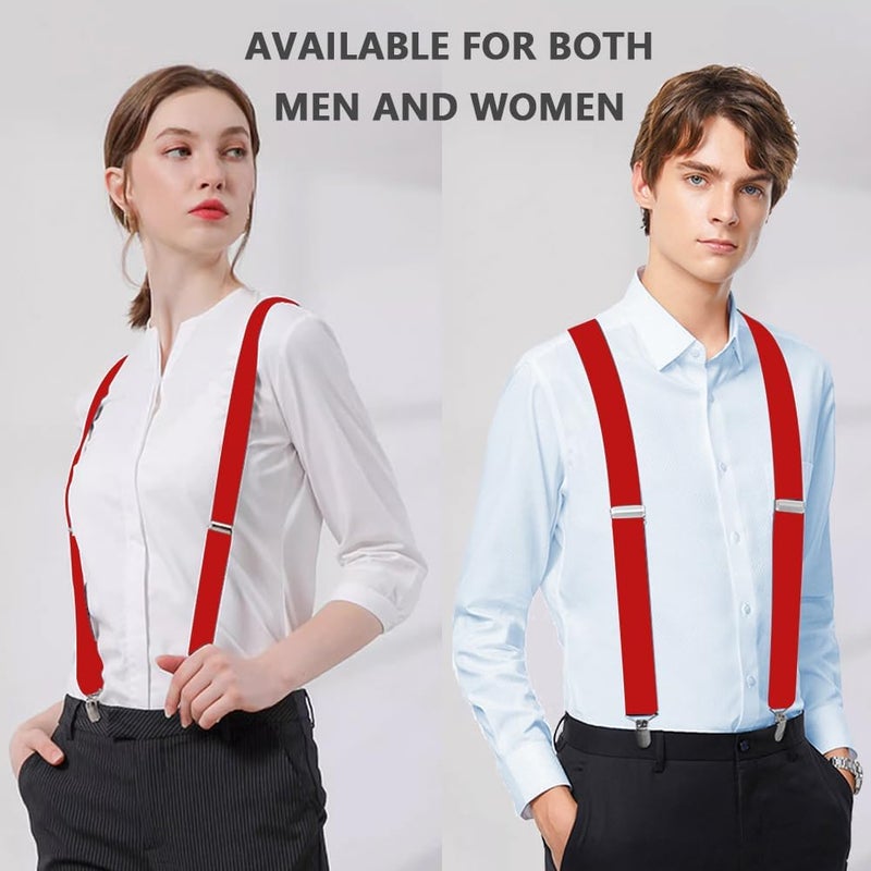 WOXVM Mens Suspenders Adjustable Braces with 4 Strong Metal Clips Elastic X Back Heavy Duty Suspender for Men and Women - Image 2